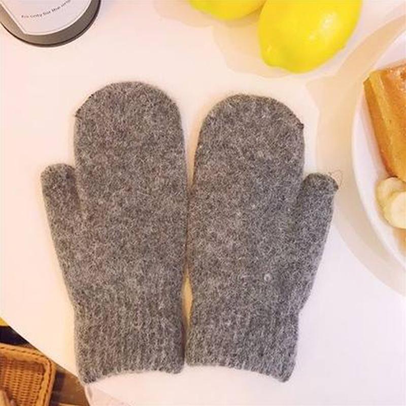 Women Winter Warm Cashmere Gloves Elastic Full Finger Mittens Soft Rabbit Fur Warm Plush Gloves Girls Knitted Riding Gloves