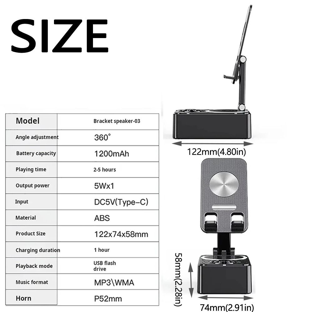 4-in-1 Wireless Bluetooth speaker Anti-Slip Pads Phone Holder with Microphone  Karaoke Party