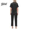 Front Button V-neck Pajamas 2 Pcs/Set Suit Satin Single-breasted Ice Silk Plus Size Cardigan Shirt V Elastic Band Pajama Bottoms Neck Notch