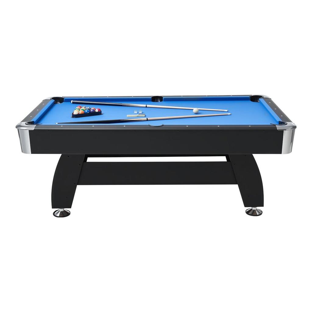 Pool Table, 213cm Portable Billiards Tables, Adjustable Feet Stable Game Table, Entertainment Set Includes Ball, Cue, Rack, Chalk and Brush, Black