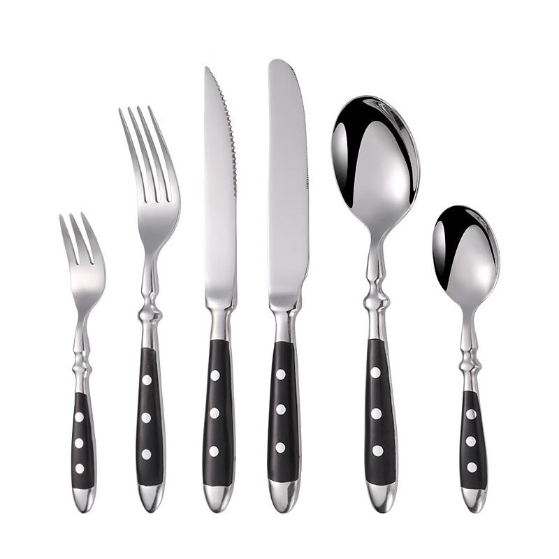 RuHan Edelstahl Schwarzer Bakelitgriff Tafelgabeln Set