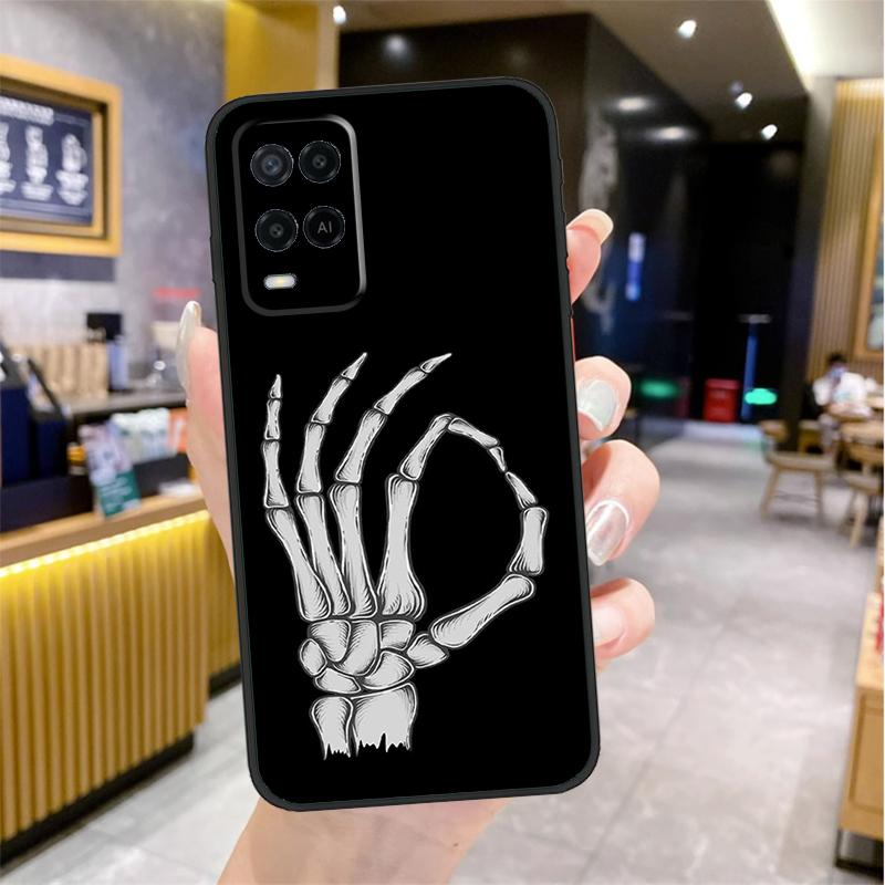 Skeleton Middle Finger Case For Oppo A98 A18 A38 A58 A78 A60 A80 A40 A96 A76 A16 A94 A74 A54 A15 A17 A57 A77 A5 Pro