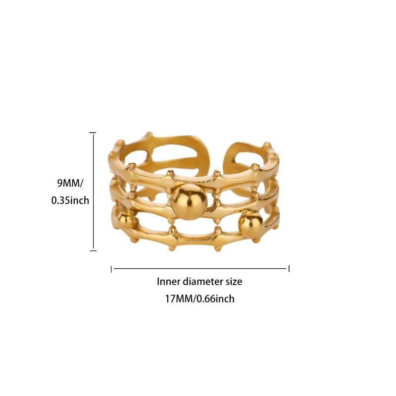 Hot-selling Simple Personalized Gold-plated Stainless Steel Zircon Geometric Opening Ring Female Niche Versatile Ring