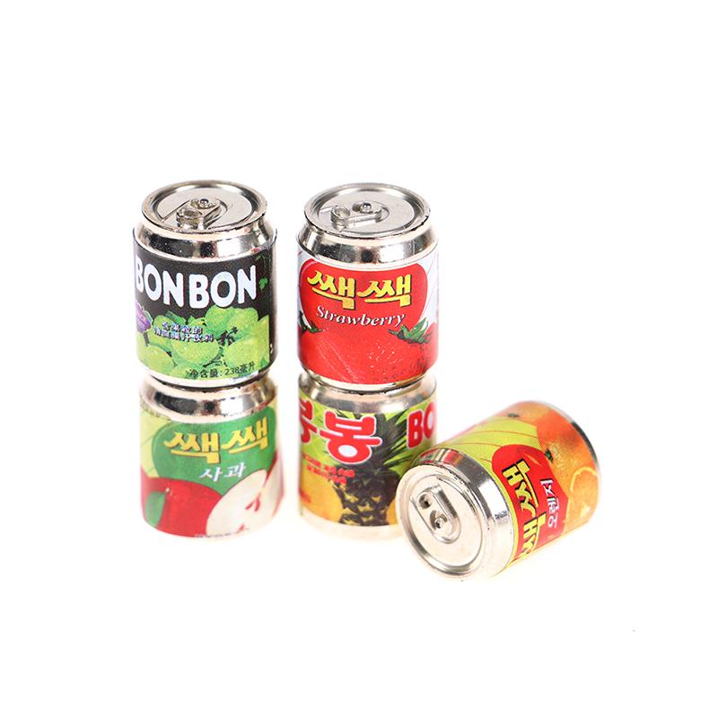 5Pc 1/12 Cute Miniature Doll House Fruit Drink Can Bottle Food Accessories