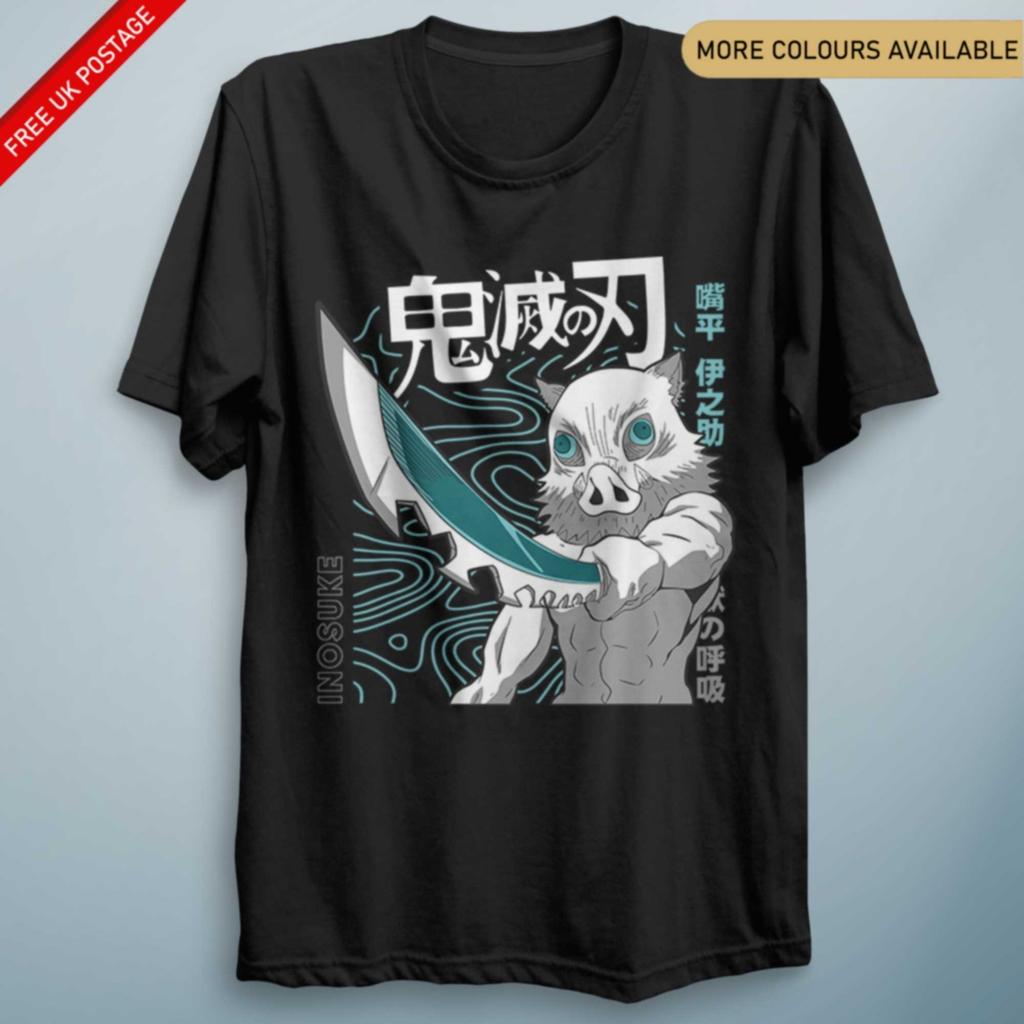 Demon Shirt Anime Inosuke Sword Anime Gift Boar Head T Shirt Funny Merch Tee
