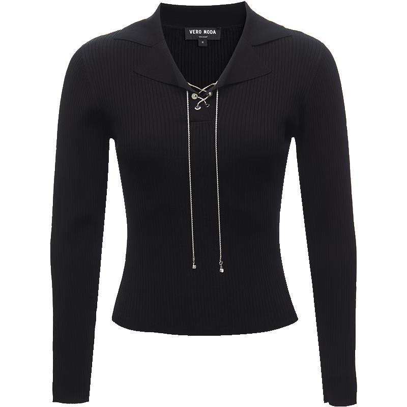 

VEROMODA Women s Slim Fit V-Neck Knit Top with Chain Detail S