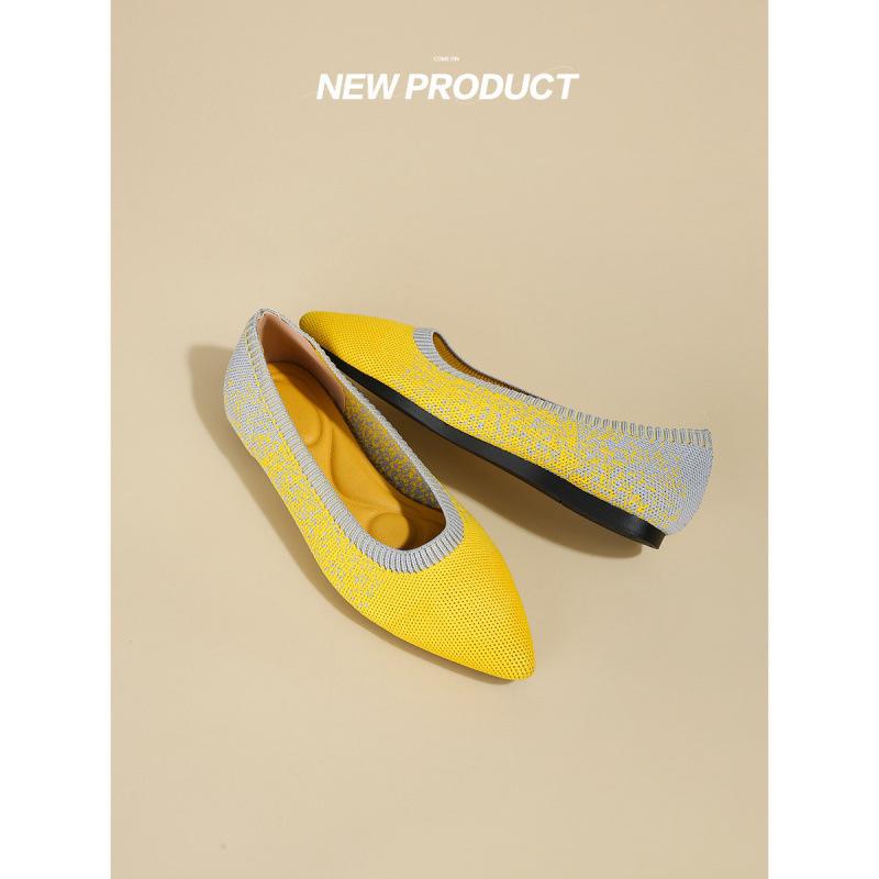 Fliegendes Stricken spitze große Größe einzelne Schuhe Damenschuhe Eierrollenstrickerei flacher Boden weicher Boden atmungsaktiv gewebte Bohnenschuhe Frühling und Herbst