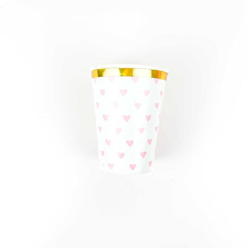 

OIMG Disposable Paper Plates & Heart Cups Party Set