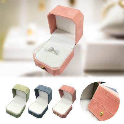 Velvet Jewelry Storage Box Single Slot Octagonal Earrings Ring Display Case Clamshell Wedding Ring Box for Engagement Proposal
