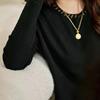 Women Loose Hollow Out Crew Neck Thin Knit Sweater Casual Long Sleeve Pullover Top