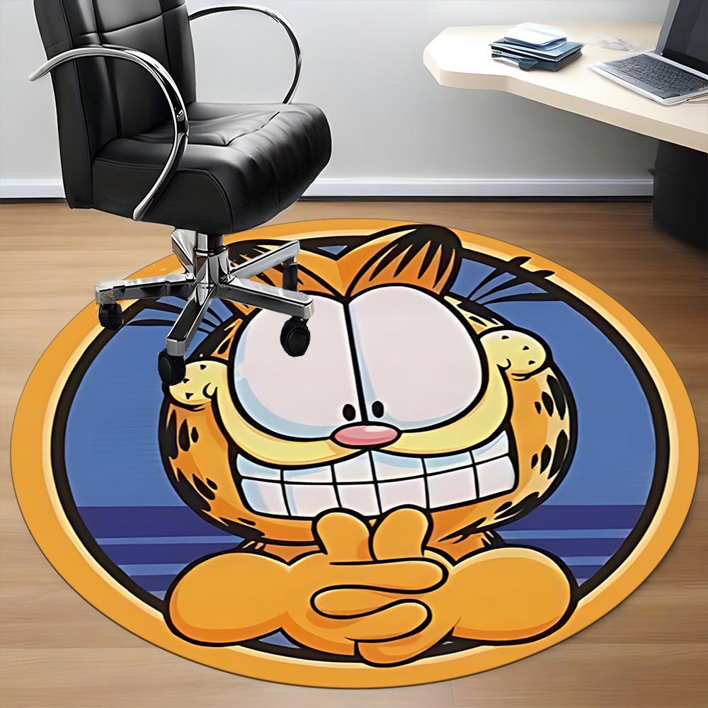 1pc Garfield Cat Office Round Area Rug, Under Office Chairs Bedroom Living Room Home Decor a1022384