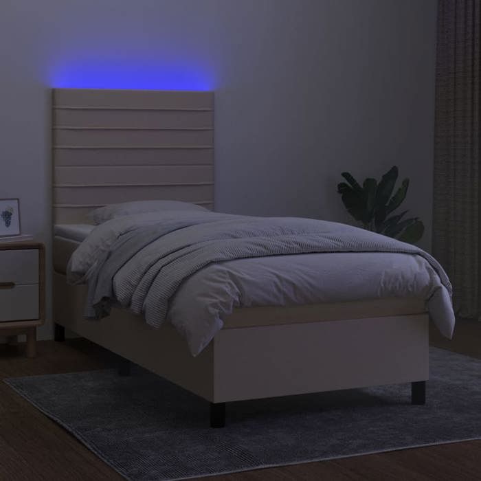 Maison Exclusive - Sommier à lattes de lit et matelas et LED Crème 80x200 cm Tissu