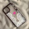 Cute Black White Lace Floral Pattern Phone Case For iPhone 16 17 Pro 15 17Air 13 11 12 XS Max 7 8 14 Plus XR Clear Hard Cover
