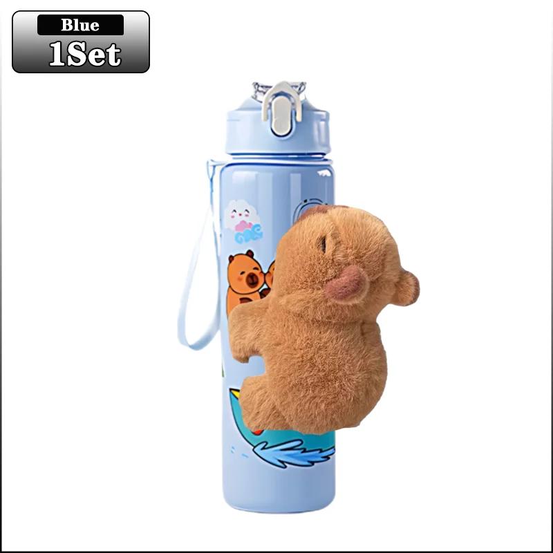 Capybara Straw Mug Cute Cartoon Portable Water Bottle with Carrying String for Kids Children Water Cup High Value Design