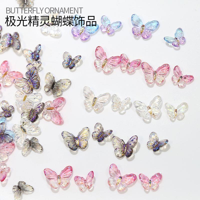 20 stuks vlinder nagelkunst accessoires - nageldecoraties met iriserende en driedimensionale vlinders gemaakt van hars voor nagelkunst.
