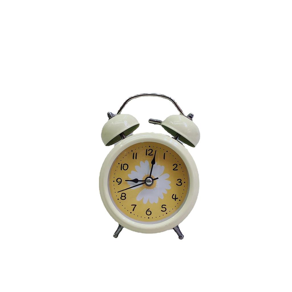 3-Inch Metal Craft Daisy Modern Bell Alarm Clock, Round Simple And Super Loud Noise