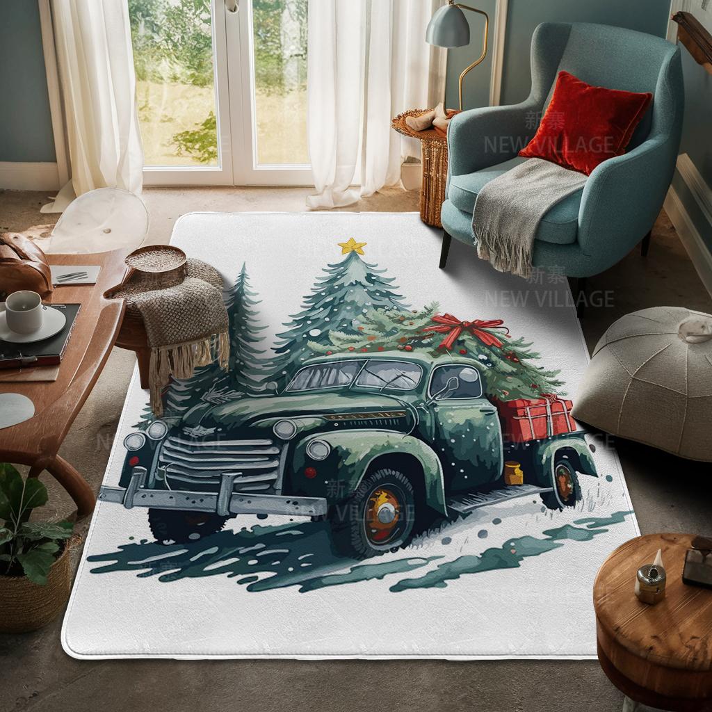 House Entrance Carpet Home Door Mat Living Room Bath Foot Bathroom Non-slip Water Absorption Rugs Bath Merry Christmas Winter