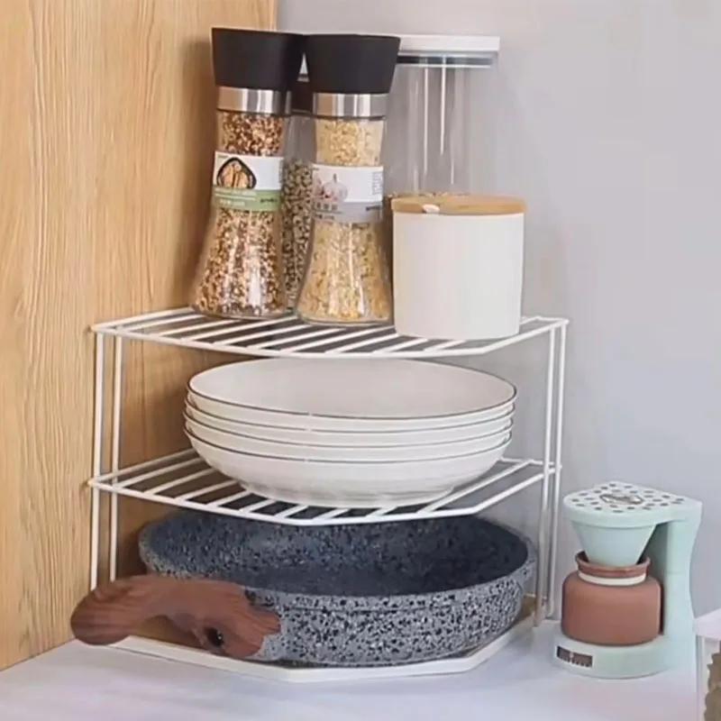 1PCS Corner Kitchen Spice Rack Portable No  Punch Desktop Food  And Miscellaneous Storage Rack Suitable For Kitchen And Bathroom