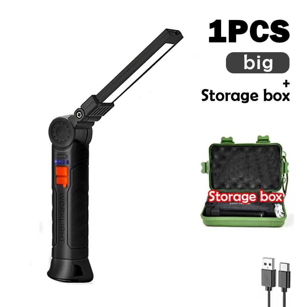 Rechargeable Work Lights LED Folding Flashlight with Magnetic Base COB Light 360°Rotate Car Repair Home Garage Emergency Camping