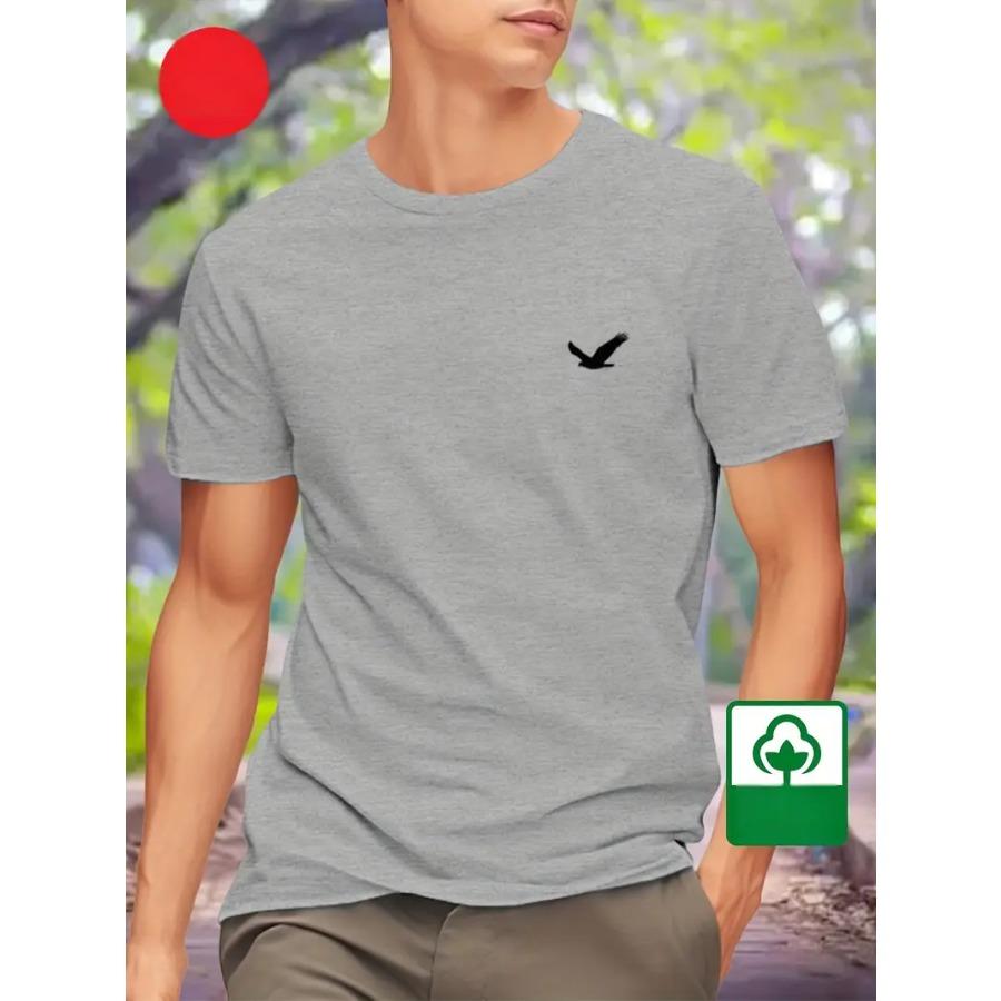 

100% Cotton Men S Basic Short Sleeve T-Shirt with Printed Bird Design - Regular Fit, Round Neck, Normal Length 3XL жовтий