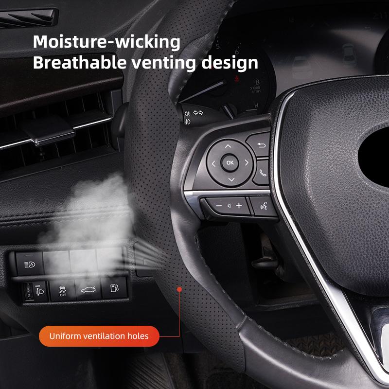 3pcs Steering Wheel Cover Breathable Anti Slip Grip For Alfa Romeo Junior Tonale Giulia Stelvio 159 Mito Stelvio 147 156 Brera
