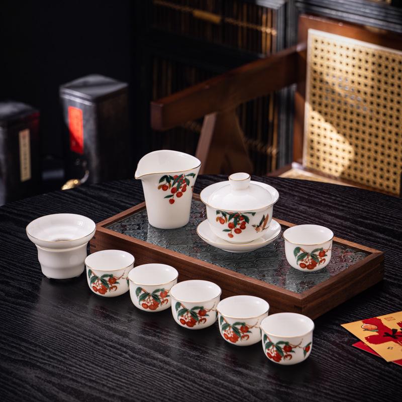 New Ceramics Suet Jade Porcelain High-end Gift Box Tea Set Business Enterprise Company Wine Industry Gifts