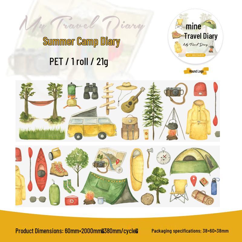 Beautiful Day Travel Diary Washi Tape - 6 Retro Scenery Styles