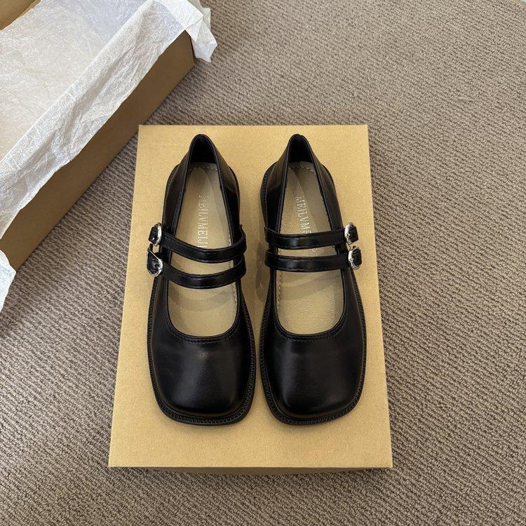 [Youshilai] College style shallow mouth one-word buckle belt single shoe women's 2025 spring new fashion casual one pedal