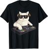 Cooles DJ-Katzen-T-Shirt mit Kopfhörern und Sonnenbrille