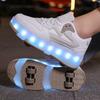 29-40 Kid's Lights Sports Shoes Rubbing Shoes Solid Magic Patch Can Charging Double-row Four-wheel Luminous Children Shoes