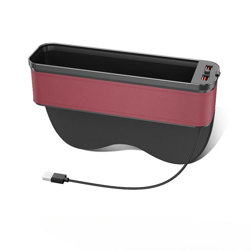 Car Seat Clip Gap Storage Box with Lamp Charging Interior Decor Storage Artifact Auto Supplies Seat Gap Filler Organizer