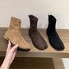 Coarse Heel Split-toed Pig's Trotters Suede Skinny Boots Short Boots Women's Boots 2025 Autumn and Winter French Small Bare Boots Martin Boots