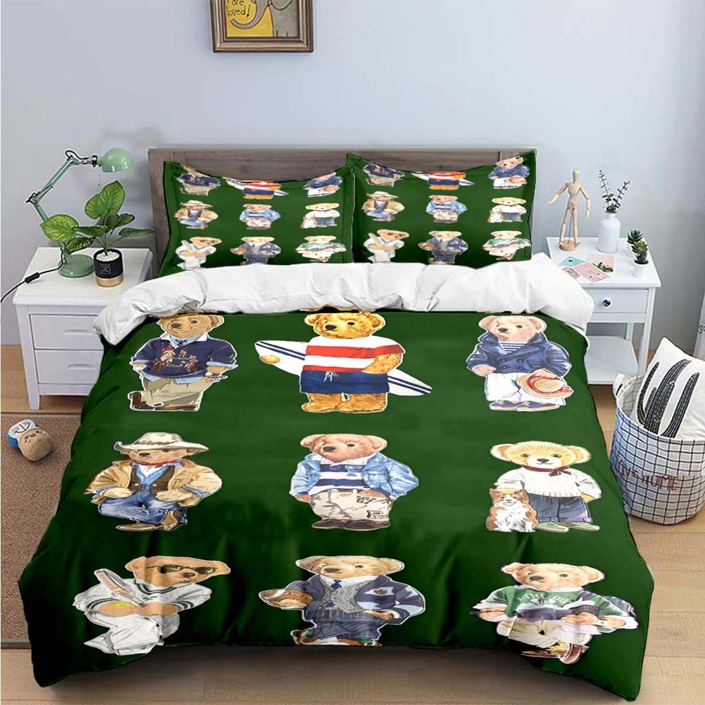 Hot Sale Fashion Bear Bedding Set Single Twin Full King Size Cute Animals Bed Linen Adults Teens Bedroom Luxury Gift