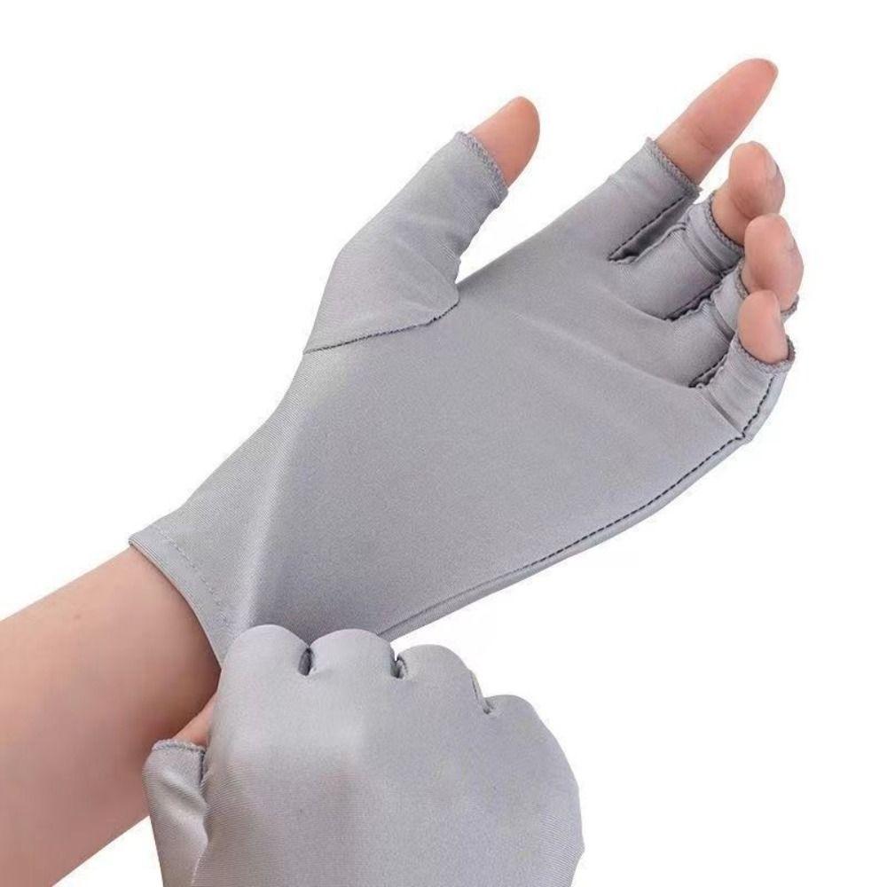 

1 Pair Spandex Women Sun Protection Gloves Ice Silk Half Finger Gloves Female/Lady