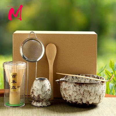 6-teiliges japanisches Matcha-Teeset Sicherer Bambusbesen Teelöffel Teesets Matcha-Schale Matcha-Besenhalter für Teeliebhaber Teezubereitungswerkzeuge