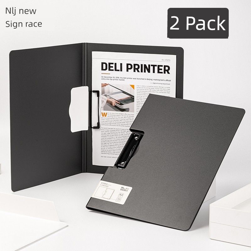 Deli Thickened Folder Bill Folder Conference Folder Folder Horizontal Folding Splint Vertical Folding Plate Holder 5011 Horizontal Folding Board Clip 5011-Dark Gray 2 Pcs