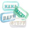 4 Pcs Mama and Baby Toiletry Bag Clear Chenille Letter Pouch Snacks Makeup Stuff Travel Diaper Bag Preppy Transparent Pouch with Zipper for Women