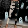 Damen Casual Mode Outdoor Halloween Bedruckte Slim Elastische Yogahose Cropped Hose