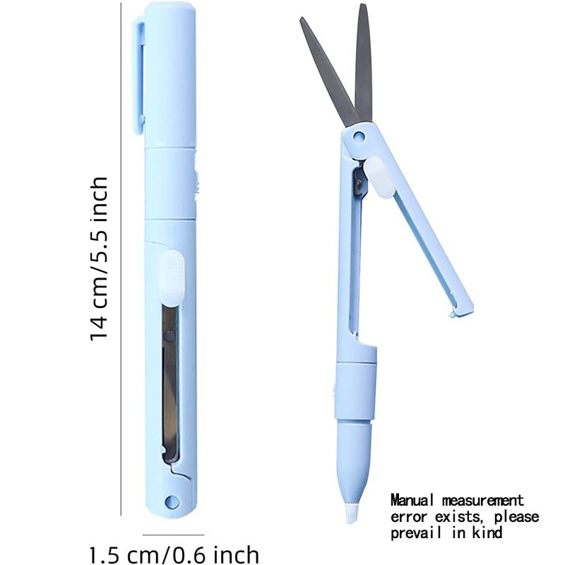 12-in-1 Double-Ended Pen Scissors with Paper Cutter Foldable Stainless Steel Blades and Ceramic Pen Knife for Multiple Scenes1pc