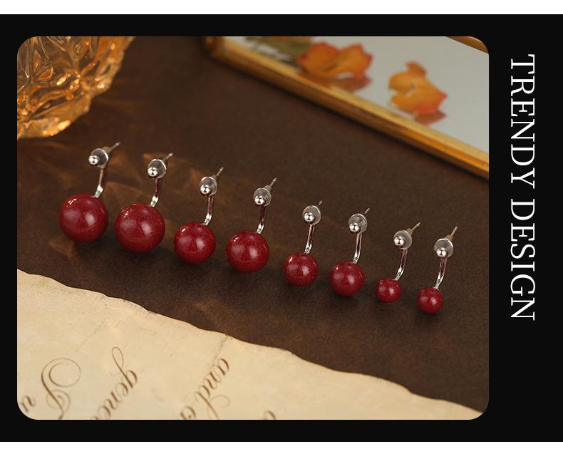 Banyan Tree S925 Silver Purple Gold Sand Cinnabar Earrings for Women - High-end Autumn/Winter 2024 Collection