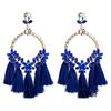 Women's Earring Exaggerated Flowers with Diamonds Tassel Acrylic Earrings Bohemian Temperament Female Earrings