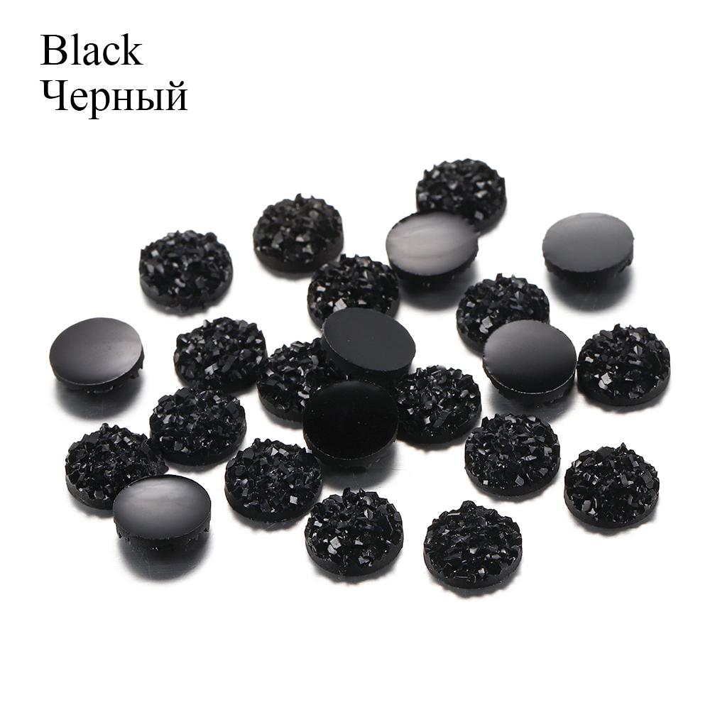 50Pcs/Lot 8mm Mix Colors Natural Ore Style Cabochons Convex Flat Back Resin Half Round Cabochons For DIY Jewelry Making Supplies