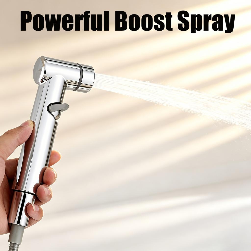Handheld No-Press Bidet Sprayer for Toilet with Plated 1068 Faucet Attachment