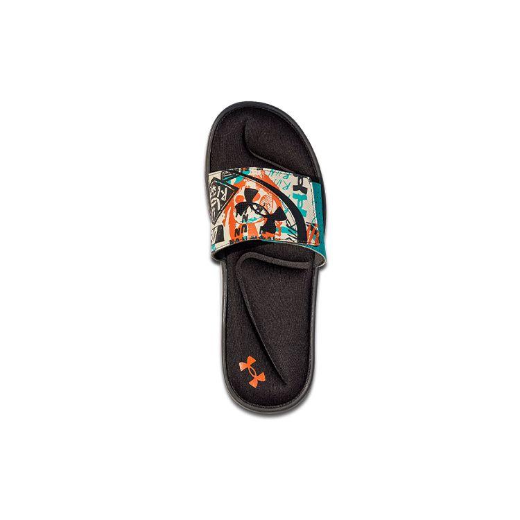Under Armour Ignite Series VI Graphic Strap Comfortable Lightweight Rubber Sole Slide Sandals Men Sandals Black Dark-Red Green 3024450-108