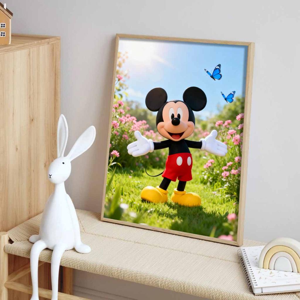 Disney Mickey Mouse Butterfly Garden Diamond Art Painting Kit 5D Handmade DIY Diamond Painting, Home Wall Decoration