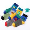 5 Pairs Kids Cotton Cartoon Dinosaur Socks Spring Autumn Boys Girls Age 3-15 Years Old Comfortable Crew Socks