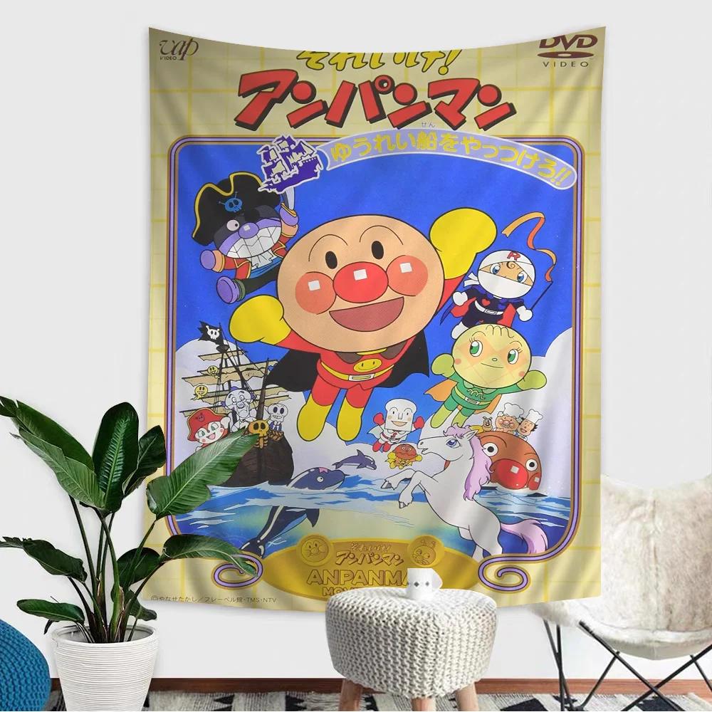 VIKAMA Anpanman Tapestry Playful Print Design Japanese Anime Hippie Style Decor Childrens Room Theme Decor