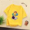 Kids Astronaut Balloon Planets T-shirt, Cute Space Graphic Casual Short Sleeve Cotton Tee for