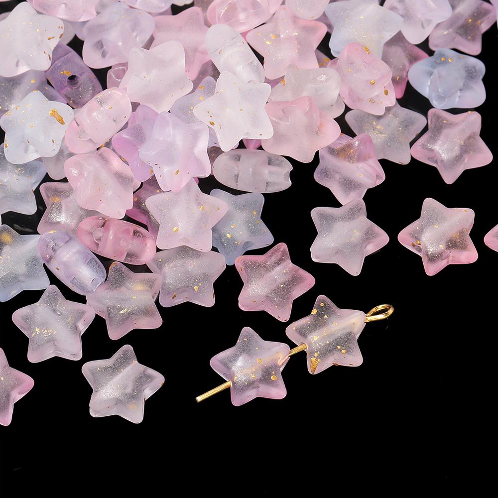 50pcs Acrylic Colorful Beads Star Shaped Spacer Beads for DIY Necklaces Bracelets Keychains Earrings Jewelry Making Accessories