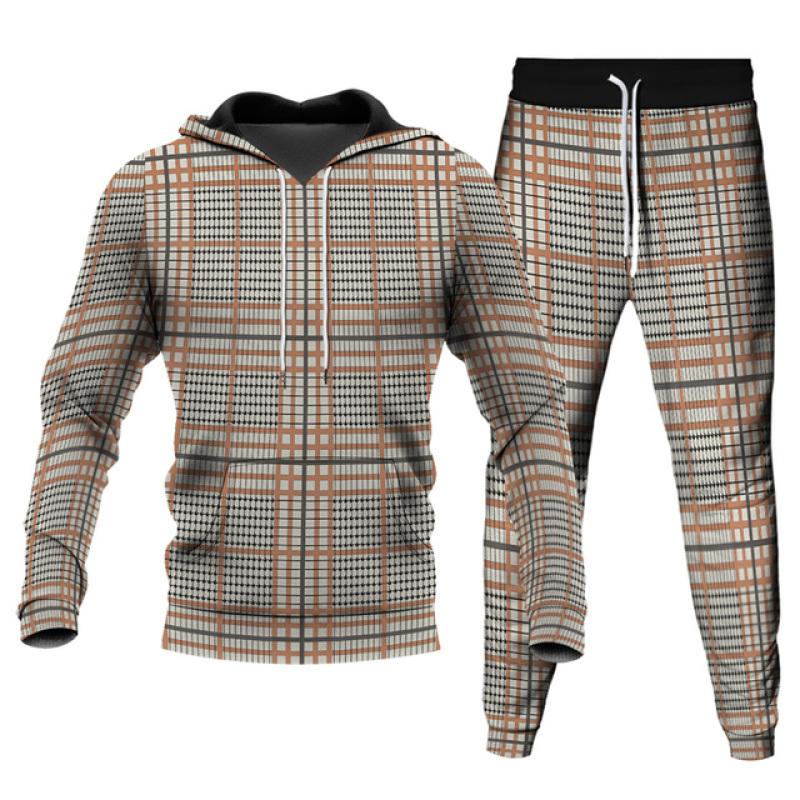 Pánské Jogging Kalhoty Mikina Patchwork Mikiny s 3D potiskem Kalhoty 2dílná sada Streetwear Běžné Teplákové Pánské Oversized S-6XL